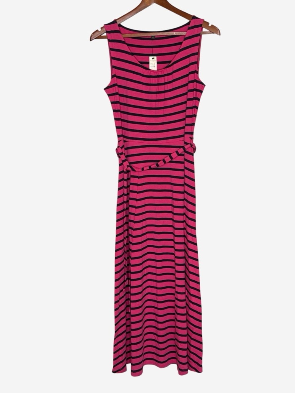NWT Talbots Pink Multi Striped Sleeveless Belted Maxi Dress • Size Petite M